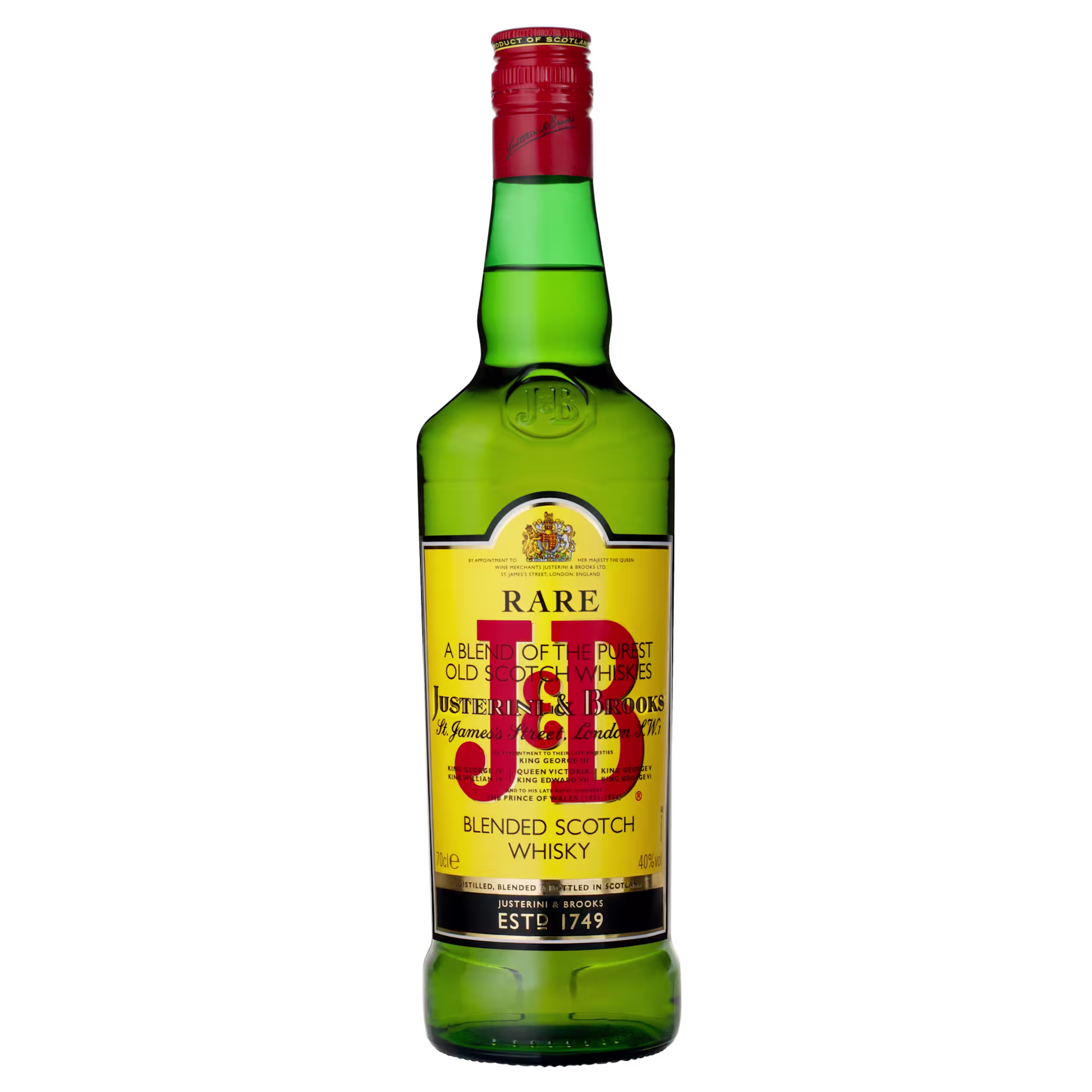 J&B Rare Blended Scotch Whisky bottle.