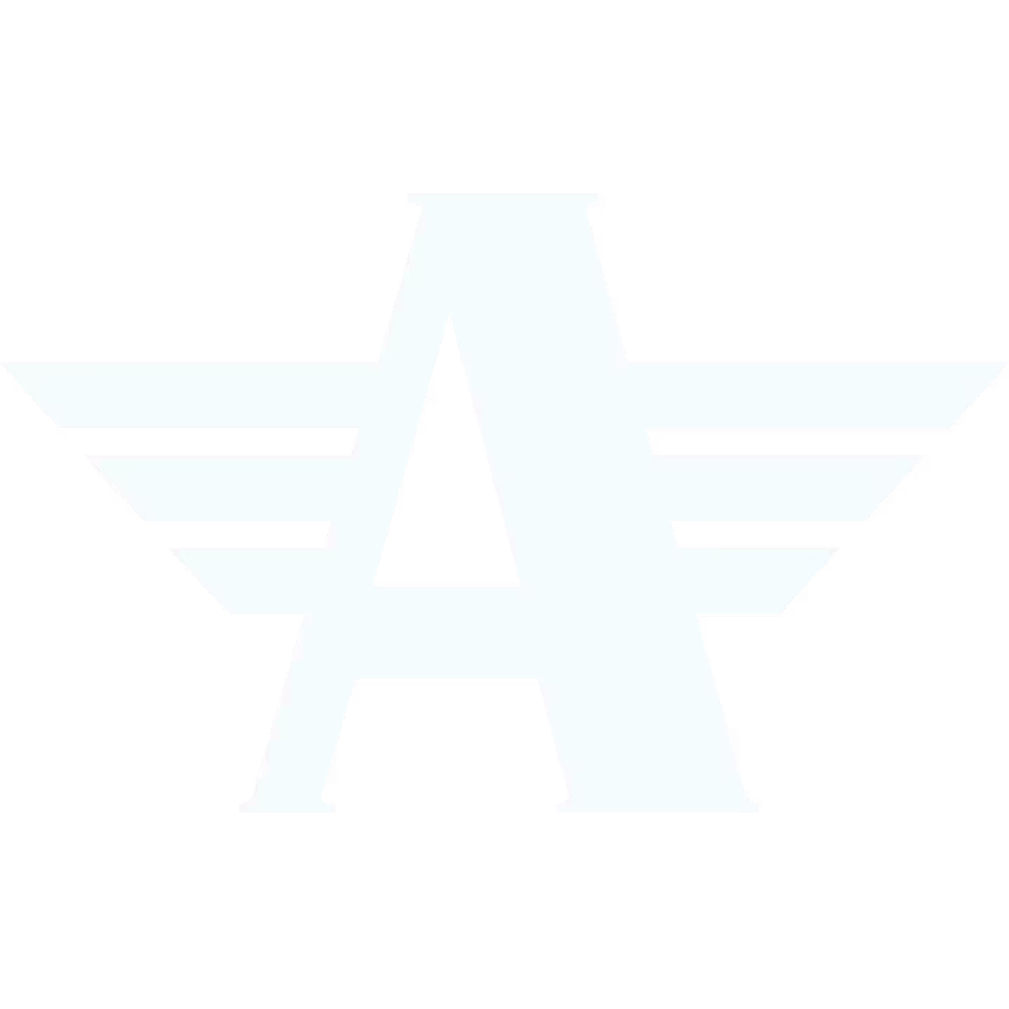 Aviation Gin brand logo featuring a stylized letter A with wings on a dark blue background