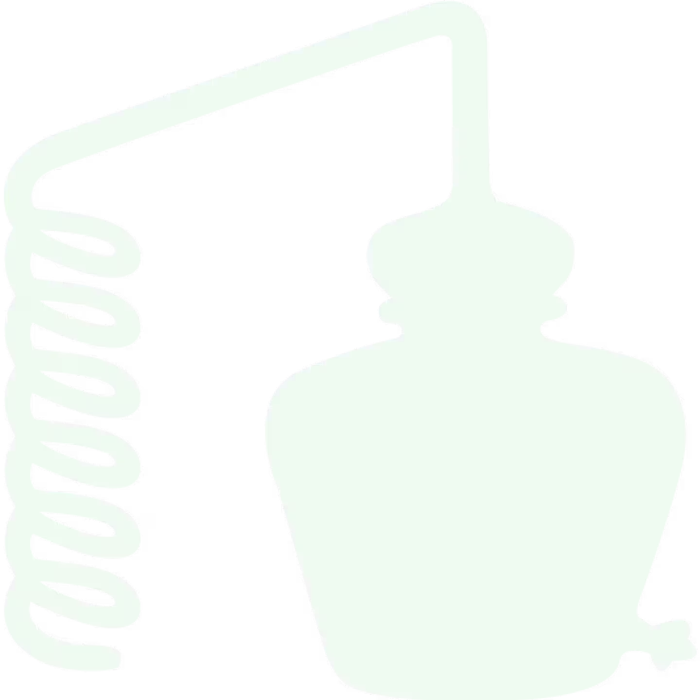 A faint outline of a perfume bottle with a coiled bulb-style atomizer attached.