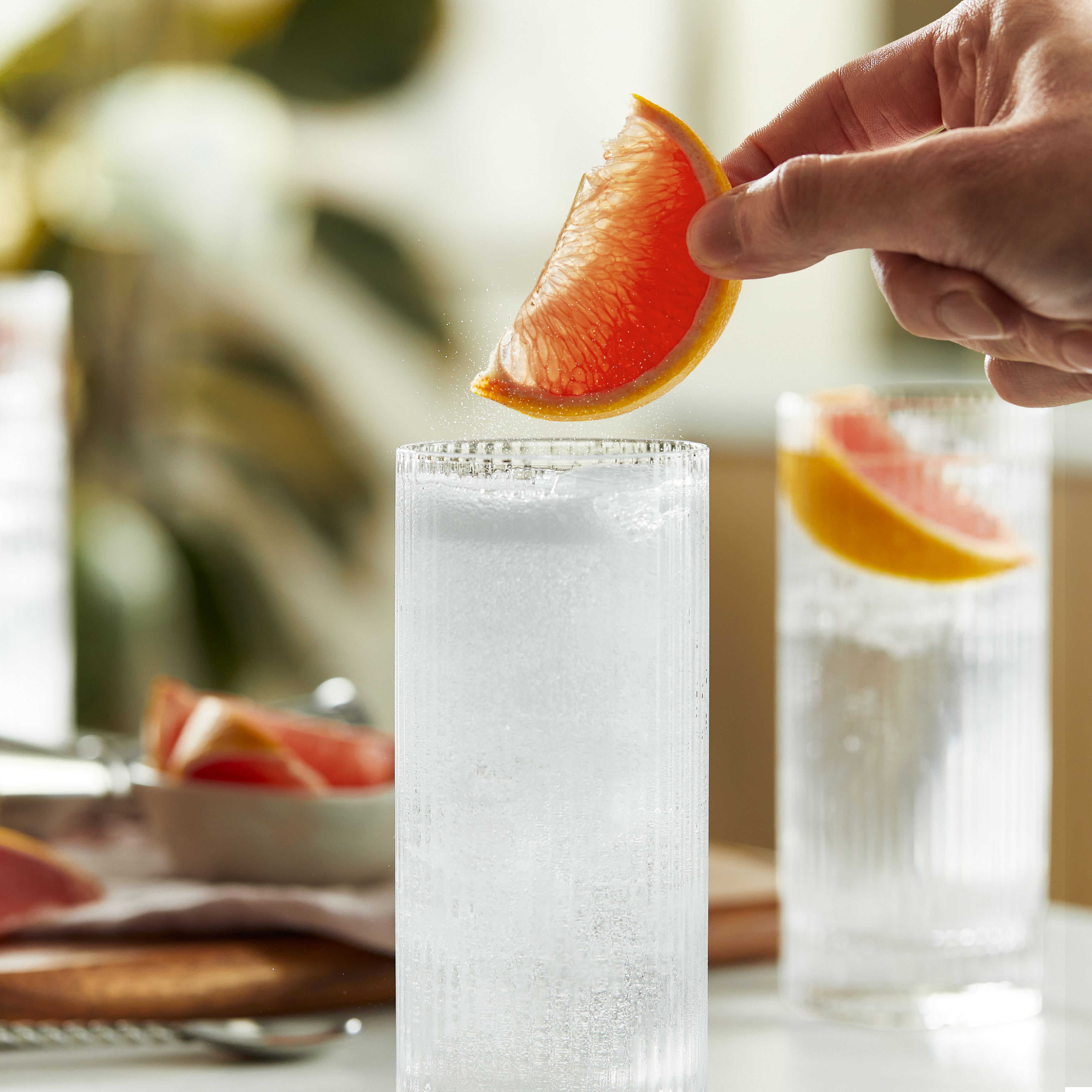 Gin and Tonic with a grapefruit garnish