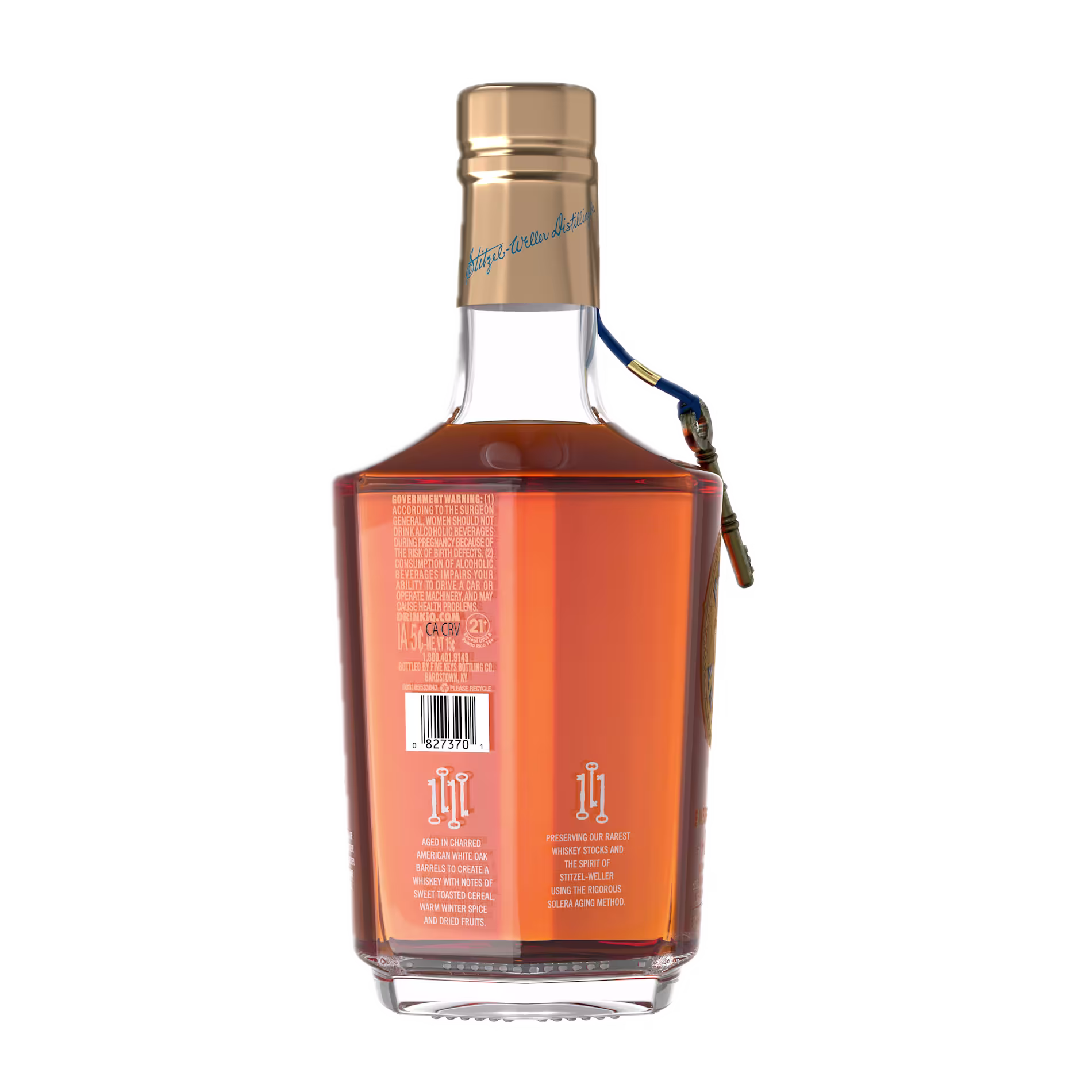 View of the left side of a bottle of Blade and Bow Solera Reserve Whisky Bourbon