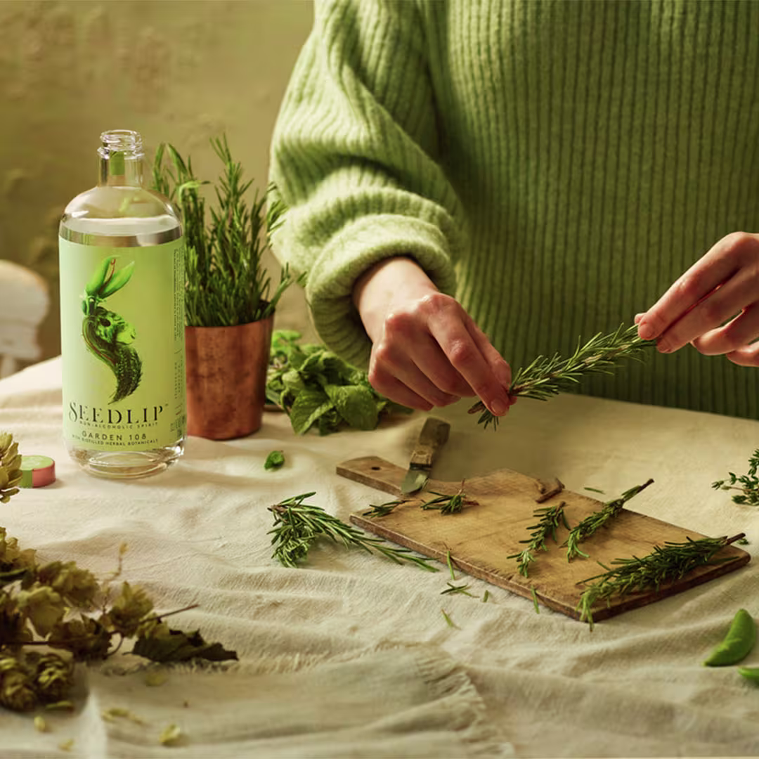 Seedlip bottle on the table