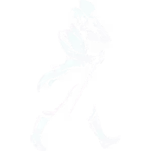 Iconic Johnnie Walker walking man logo in white on a dark blue background