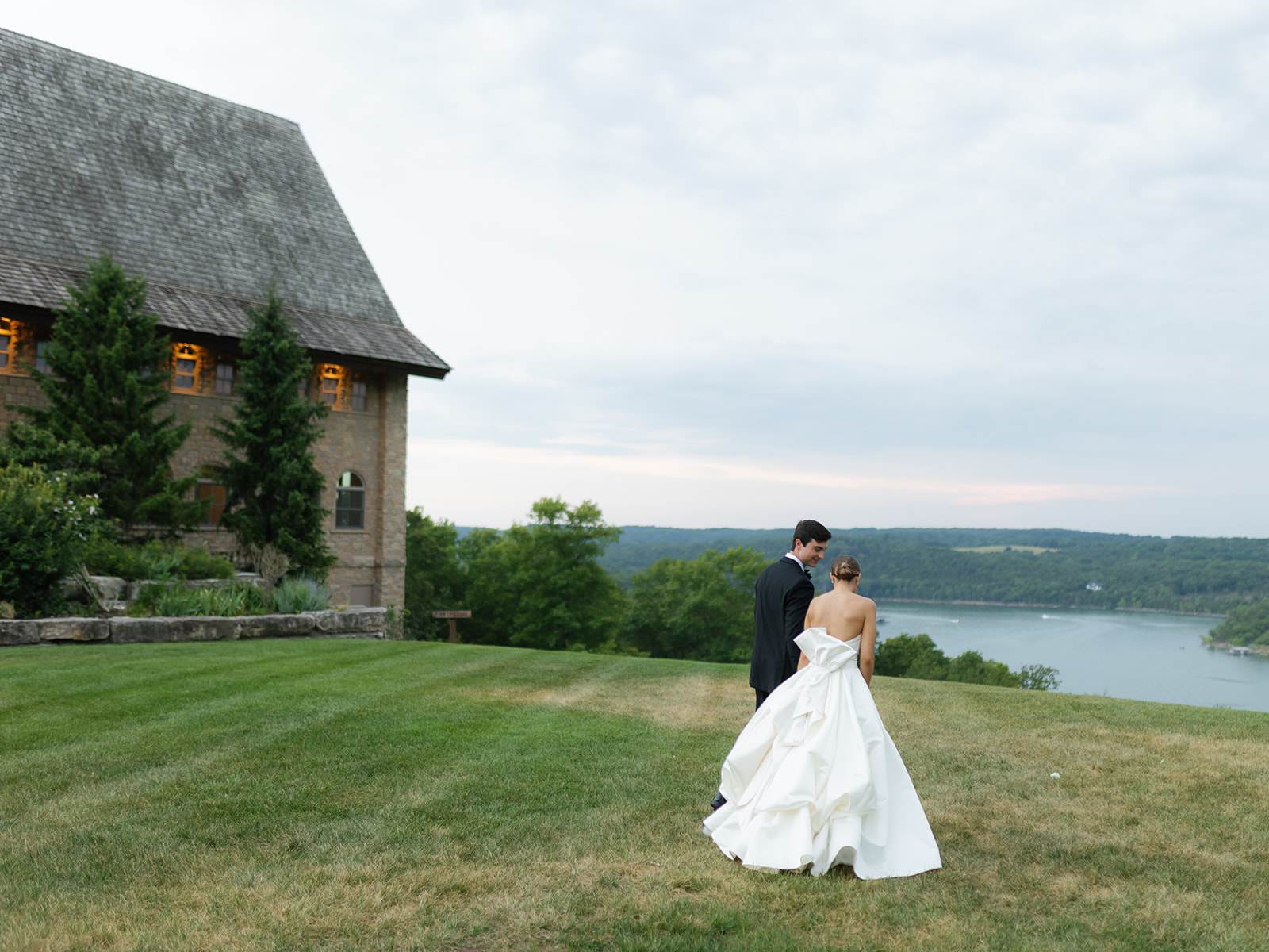 Couple overlooking Table Rock Lake at an Integrity Hills wedding