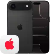 iPhone Air, front and back exterior, Space Black colour, AppleCare+ logo