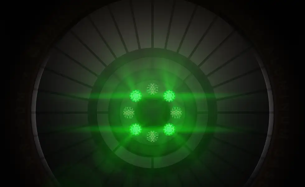 Health Sensing System with multiple round sensors with glowing green LED lights
