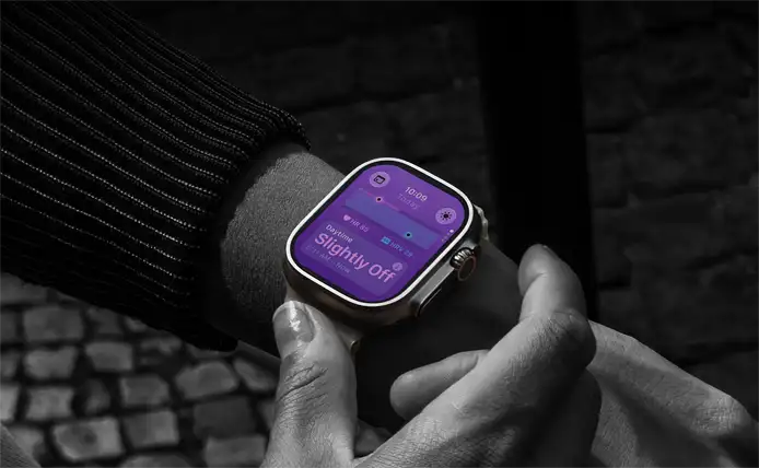 Person wearing Apple Watch Ultra 4 on wrist, Daytime Vitals slightly off