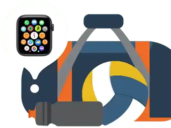 Illustration of misplaced Apple Watch found in gym bag using Find My app