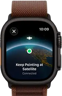 Apple Watch Ultra 4, titanium case, black colour, satellite connection, right side exterior, Digital Crown, raised side button, Alpine Loop band, burgundy colour