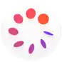 Cycle Tracking icon, a white circle with a ring of eight purple and orange discs inside