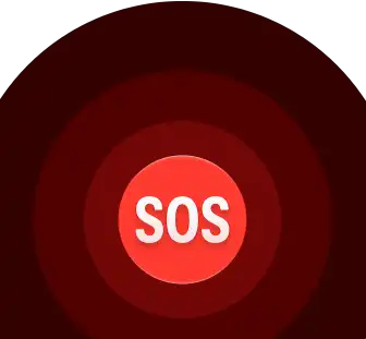 Emergency SOS icon, nested red circles with a white SOS in the middle