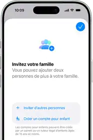 Écran d’invitation des membres de la famille
