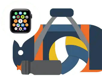 Illustration d’une Apple Watch trouvée dans un sac de gym grâce à l’app Localiser