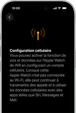 Écran de configuration cellulaire
