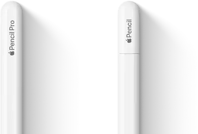 Un Apple Pencil Pro et un Apple Pencil (USB-C) placés côte à côte