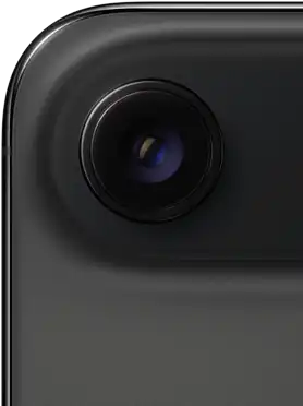 iPhone Air, back exterior, Space Black colour, top rounded corner, single-lens Fusion camera system