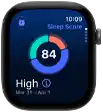 Apple Watch Series 12, aluminum case, space gray color, sleep score circle graph, right side exterior, Digital Crown