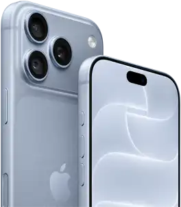 iPhone 18 Pro, glacier, front and back view showing Ceramic Shield, triple camera system