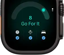Apple Watch Ultra 4, titanium case, black colour, readiness score of 8, right side exterior, Digital Crown, raised side button