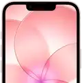 iPhone 17e, partial front exterior with Ceramic Shield 2, soft pink colour, showing wallpaper image of a pink flower