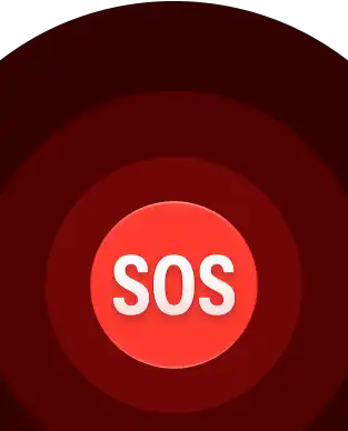 Emergency SOS icon, nested red circles with a white SOS in the middle