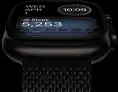 Apple Watch Ultra 4, titanium case, black colour, black and grey Activity analog watch face, titanium Milanese Loop band, black colour