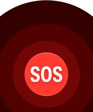 Emergency SOS icon, nested red circles with a white SOS in the middle
