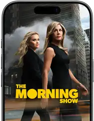 An iPhone 17 front screen showing the Apple TV+ series the Morning Show.