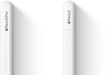Un Apple Pencil Pro et un Apple Pencil (USB-C) placés côte à côte