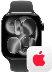 Apple Watch next to AppleCare+ logo