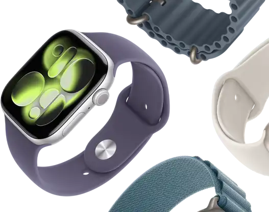 Bracelets pour Apple Watch Series 11 : bracelet sport brume violette, bracelet Océan bleu nautique, bracelet Alpin bleu clair
