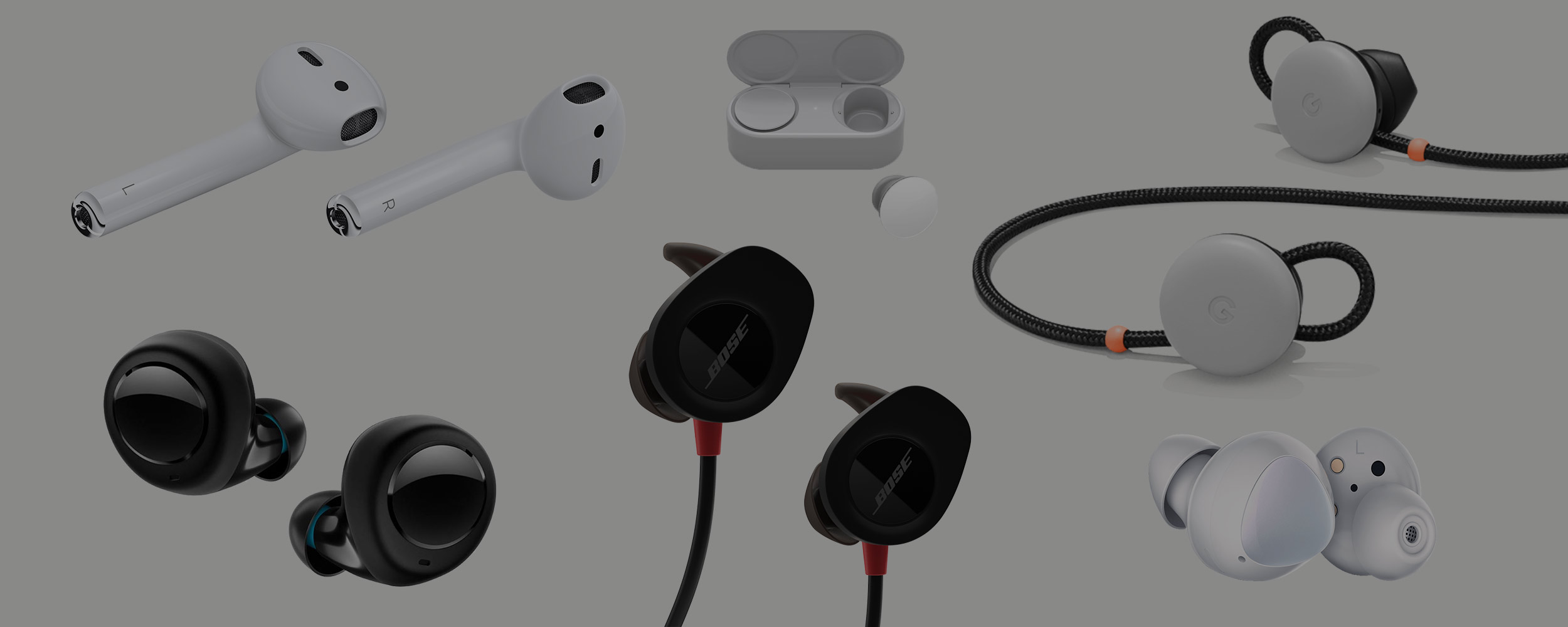 A look at the various earbuds in the industry: Apple Airpods, Microsoft Surface Buds, Google Pixel Buds, and more.