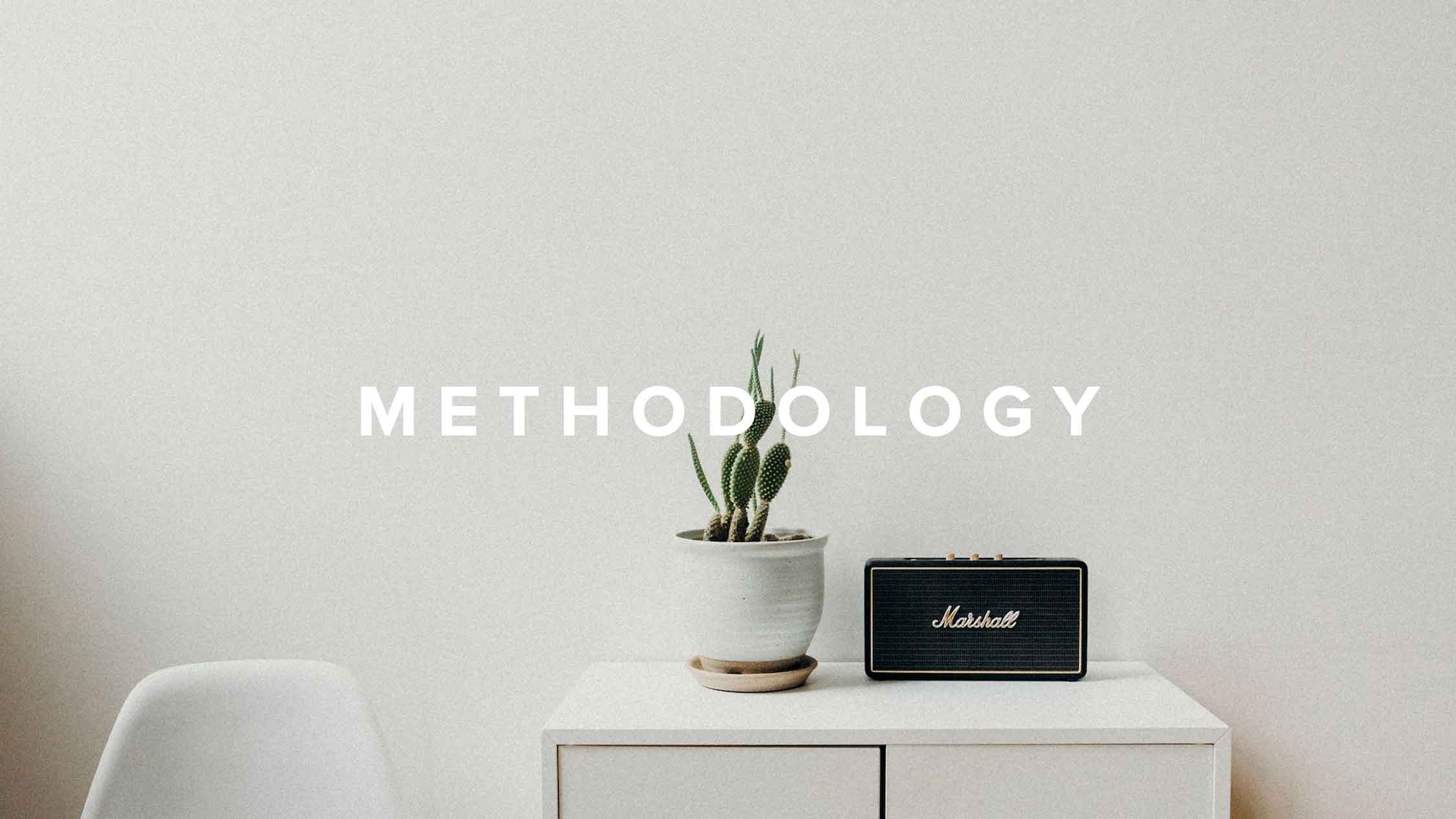 "Methodology" atop a Marshall smart speaker.
