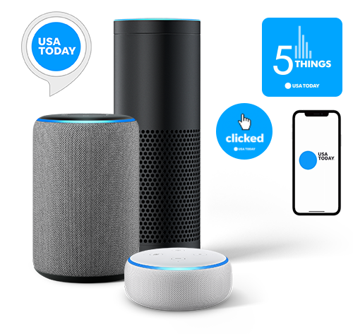 Amazon products featuring USA TODAY branded audio content.