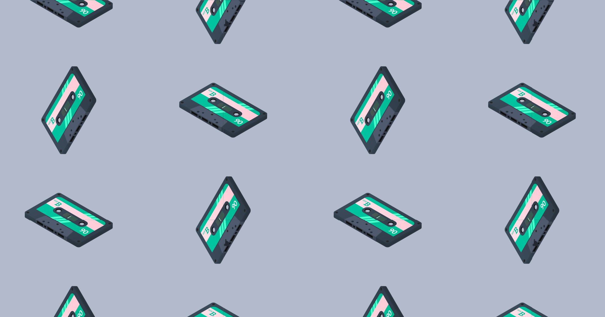 A wallpaper pattern of cassette tapes.