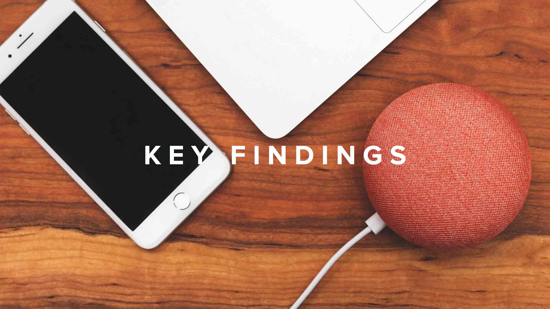 "Key Findings" written atop an iPhone, MacBook, and Google Home Mini.