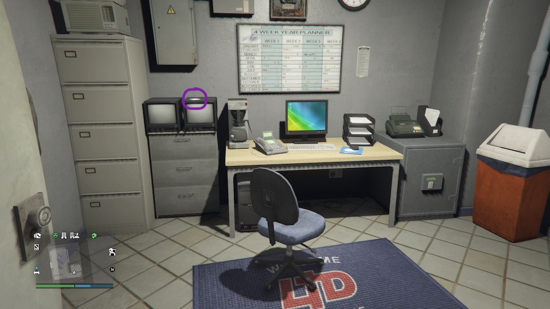 For the 6th of 54 playing card locations in Grand Theft Auto V Online, look in the back room of a gas station convenience store.