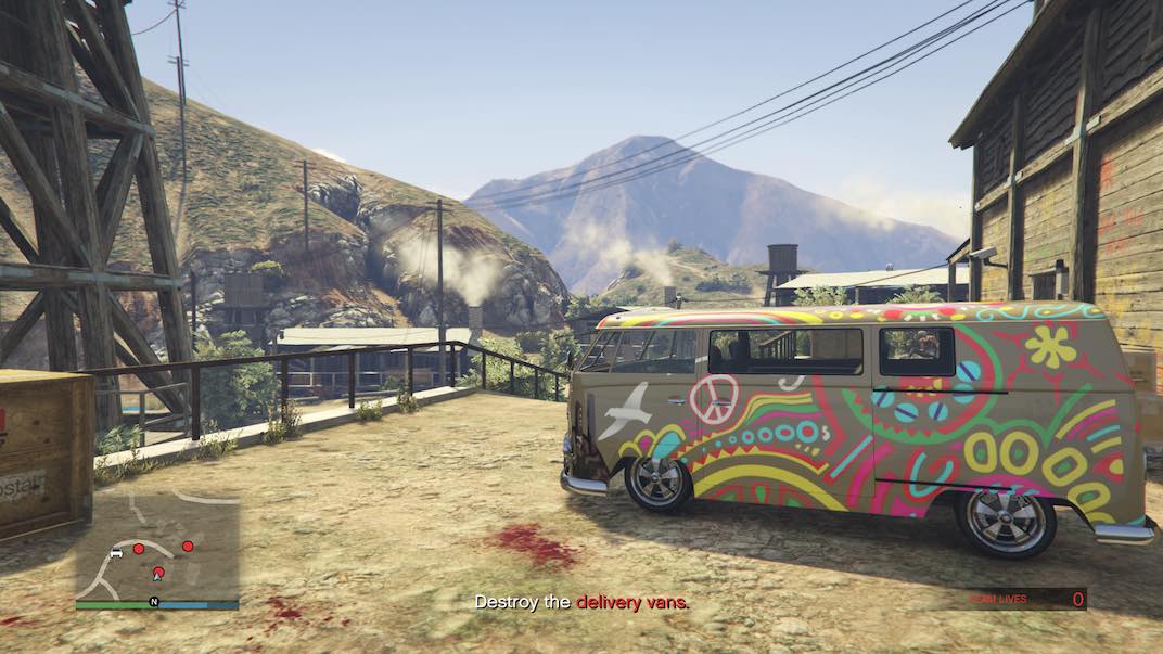 In Part 5 of the Grand Theft Auto V Online First Dose Mission sequence you'll be tasked with destroying several hippy delivery vans.