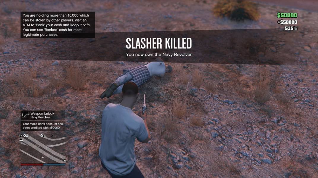 In order to obtain the Navy Revolver in GTA Online you must kill the Slasher.