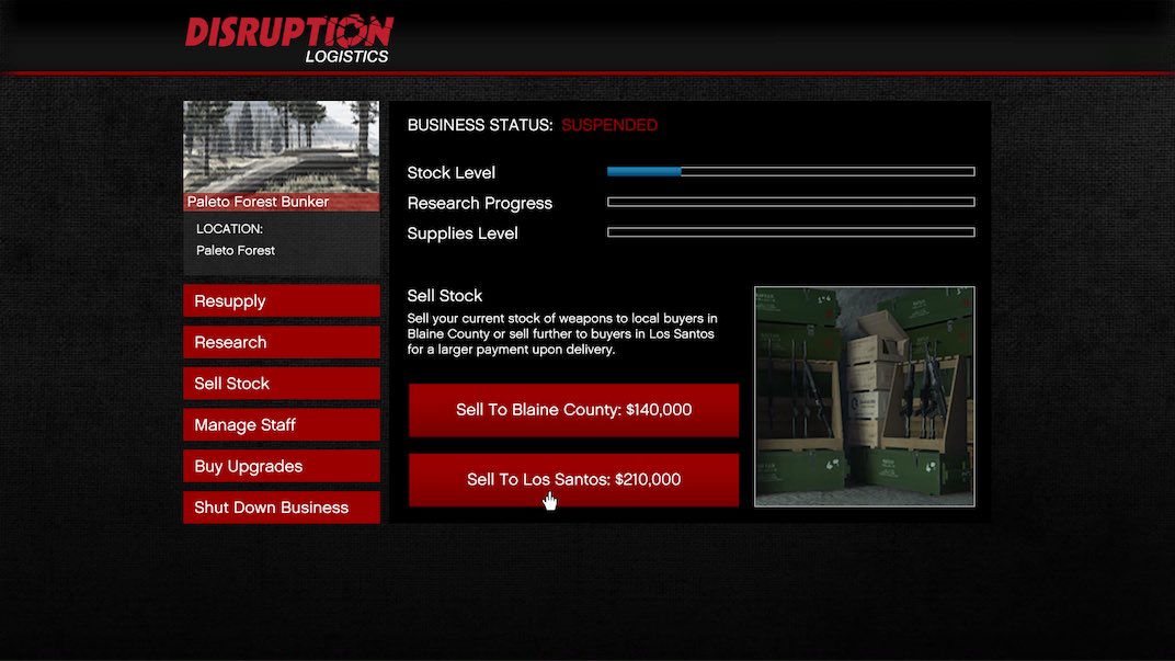 It's important to know when you should sell stock from your bunker in GTA V Online.