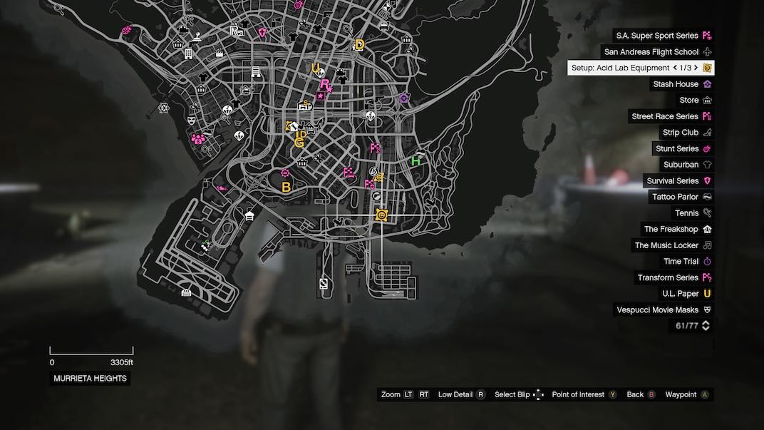 Once you complete the First Dose missions the Acid Lab Setup Equipment will appear on your map in Grand Theft Auto V Online.