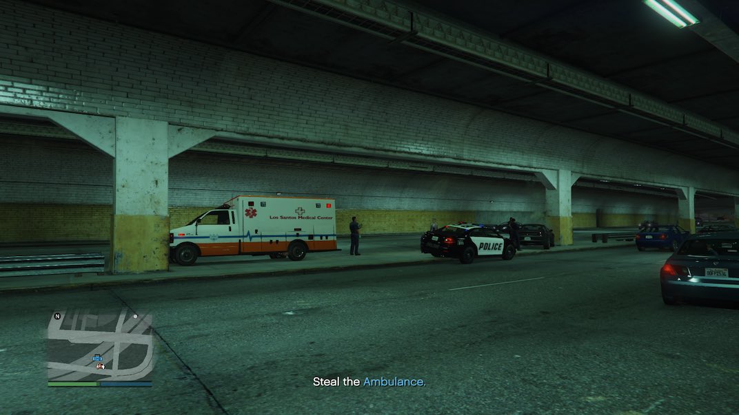 In the Grand Theft Auto V Online Doomsday Heist Act I Prep 1 mission you have to steal an ambulance.