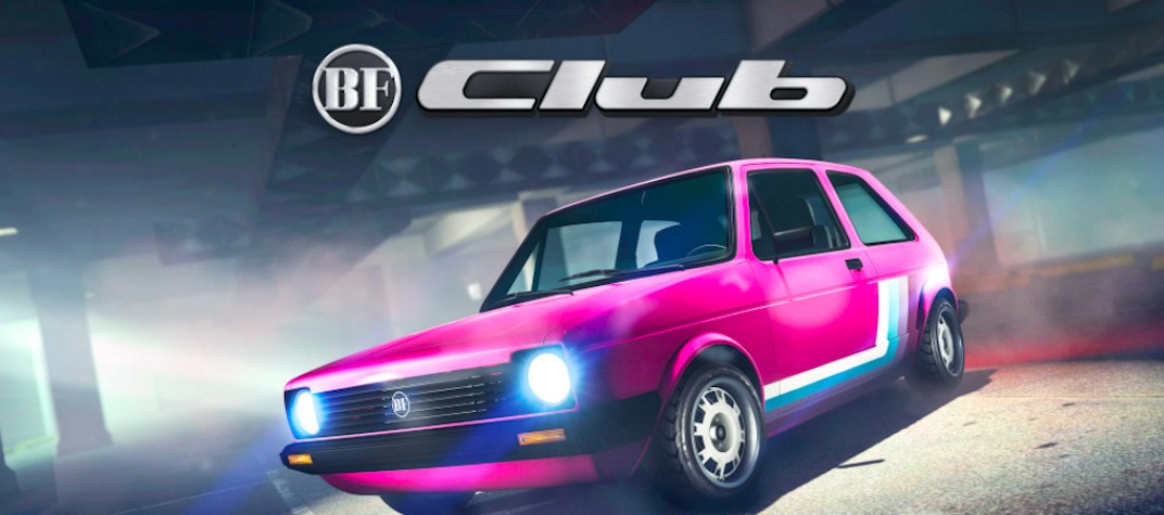 For the February 10th, 2022 Grand Theft Auto weekly update the podium vehicle is the Pink BF Club.