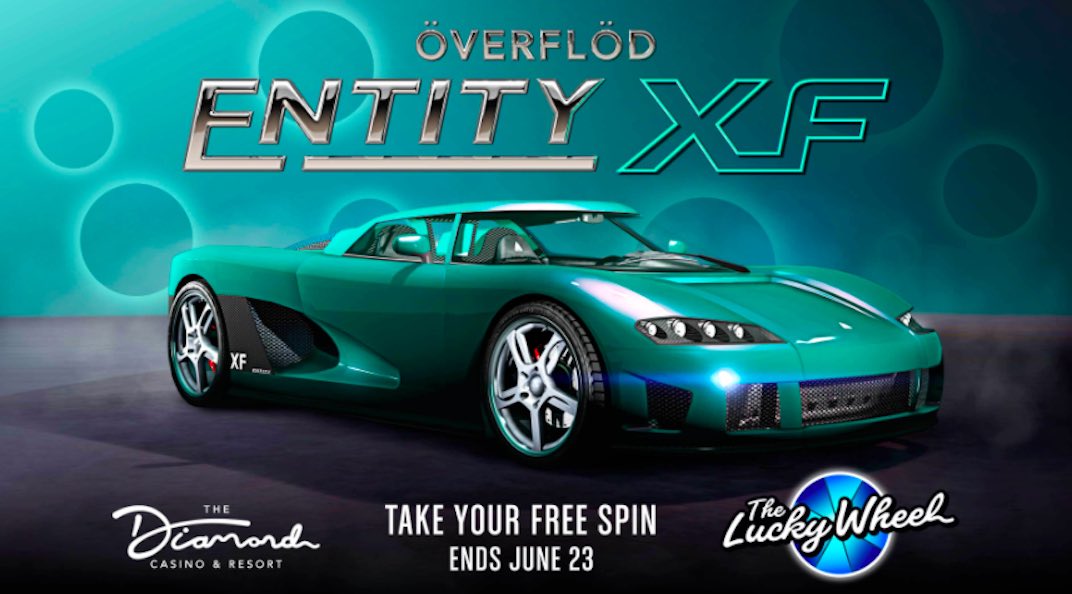 The podium vehicle for the Grand Theft Auto June 10th update is the Overflod Entity XF