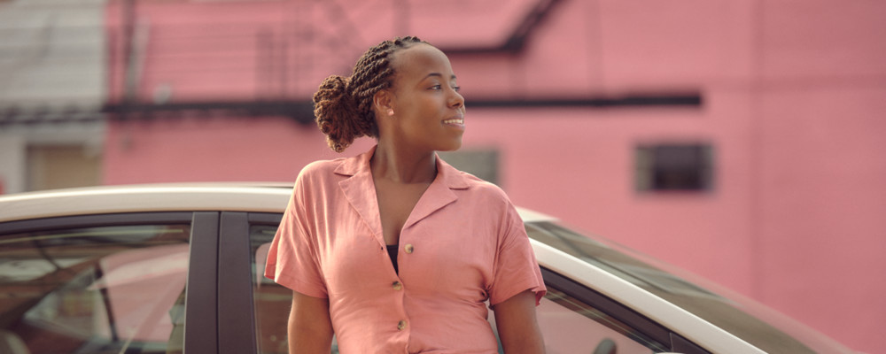 A Lyft driver taking a break
