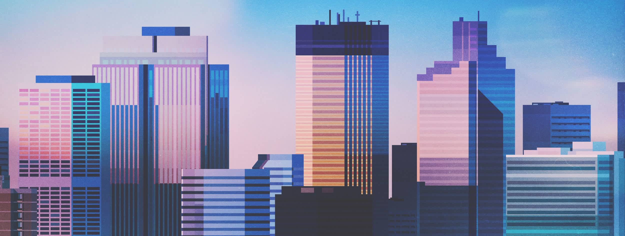 An illustration of a city skyline.
