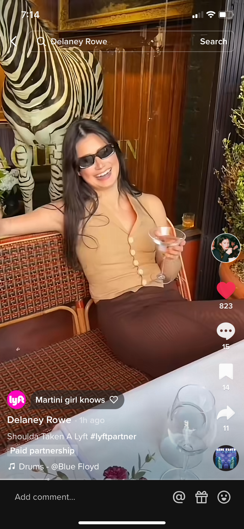 Delaney Rowe Screenshot with Lyft logo