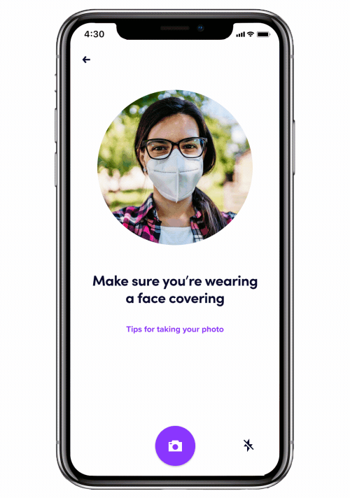 product screen of the mask detection feature on the Lyft app 