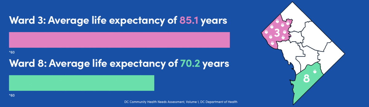 A GIF comparing Ward 3 and Ward 8 in Washington, DC.