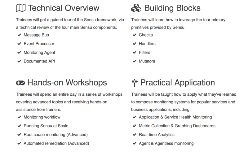 There’s a lot of value to unpack out of Sensu and our training is here to help